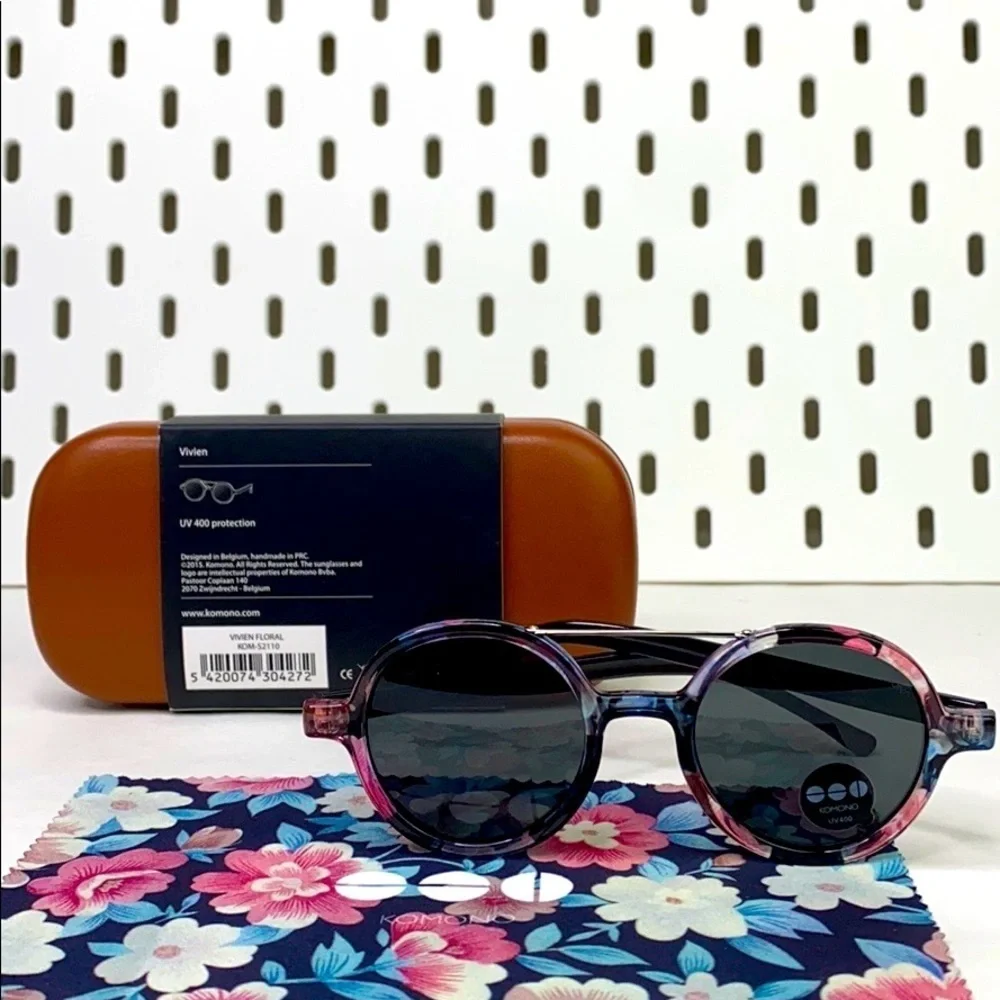 KOMONO Women’s Vivien Floral Sunglasses NEW Pink Black Blue